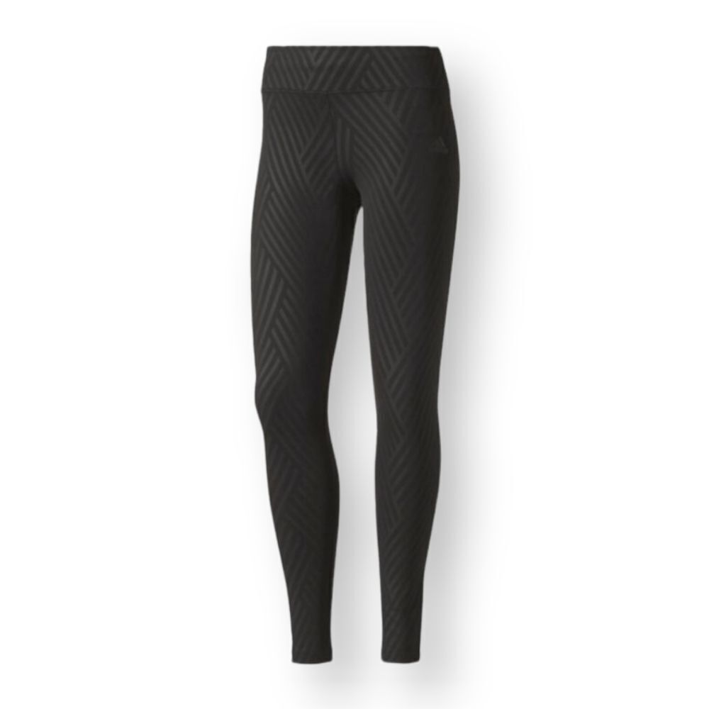 Adidas Black on Black Geometric Print Leggings Running Yoga Active US XS